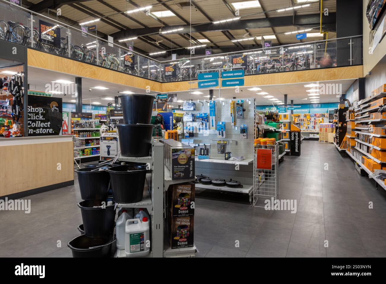 Inside a Halfords store Stock Photo