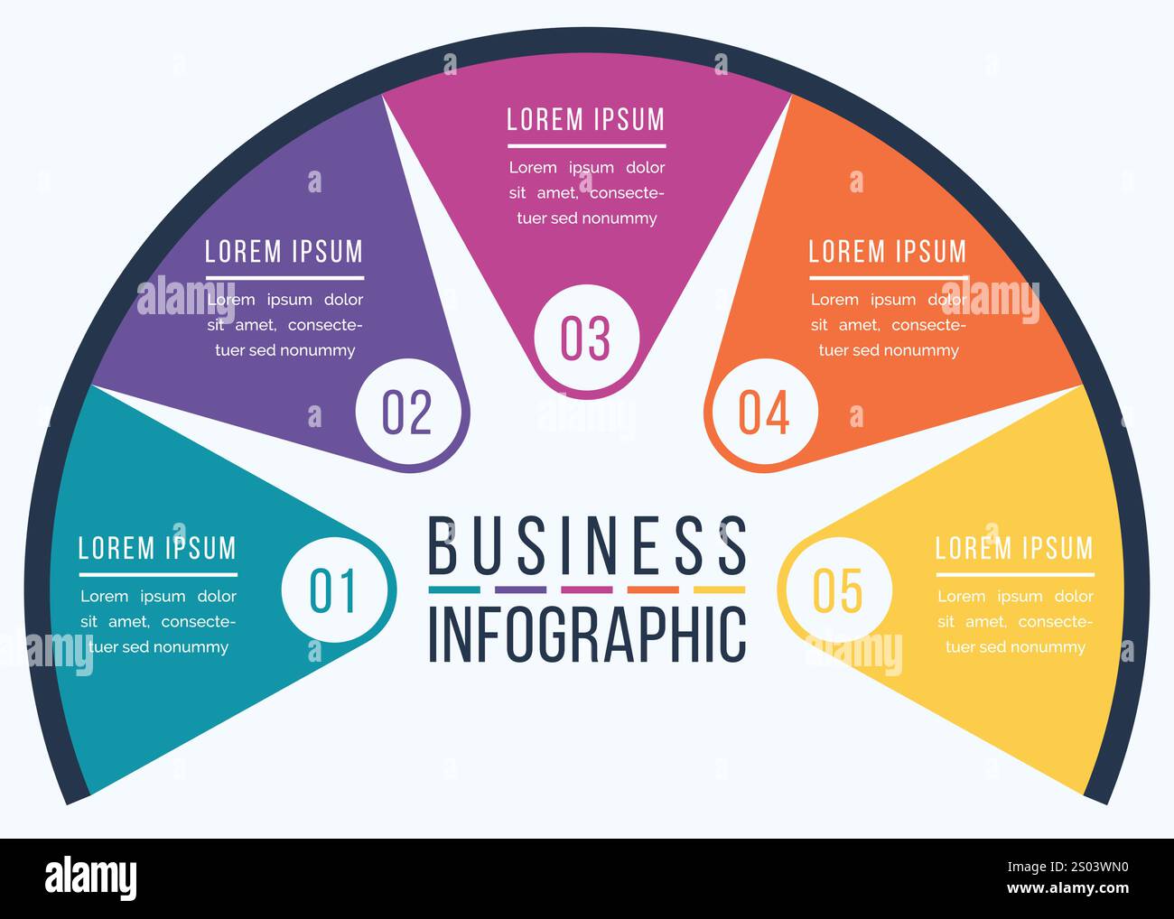 Infographic business design 5 steps, objects, elements or options business information template Stock Vector