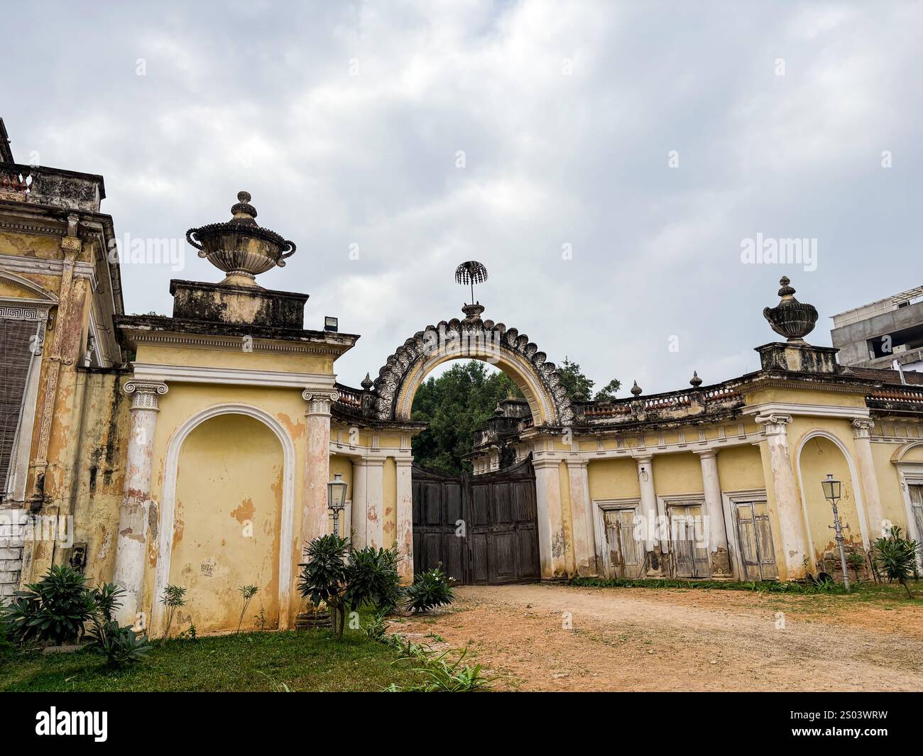 The view of Chowmahalla Palace in Hyderabad India, was the royal residence of the Nizams, blending Indian, Persian, and European styles. Stock Photo