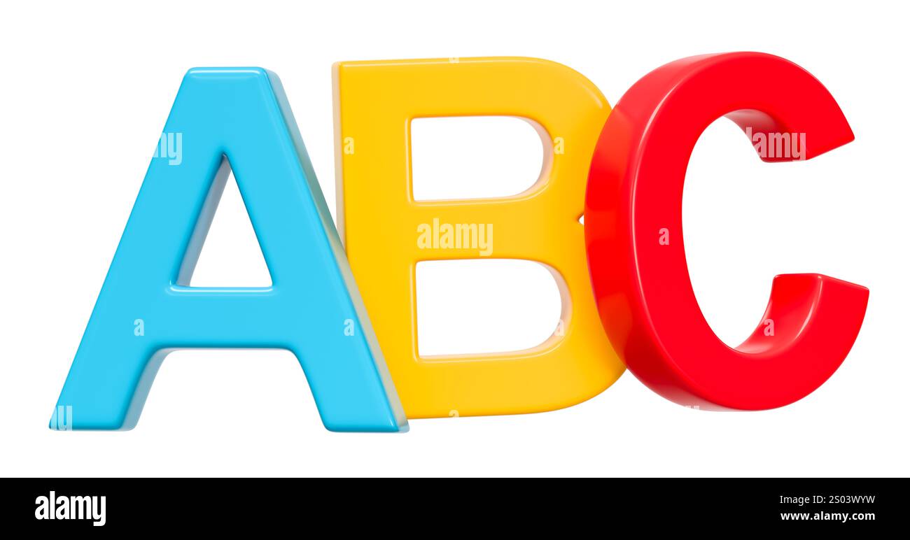 ABC 3D Text Shape Isolated on White Background Stock Photo - Alamy