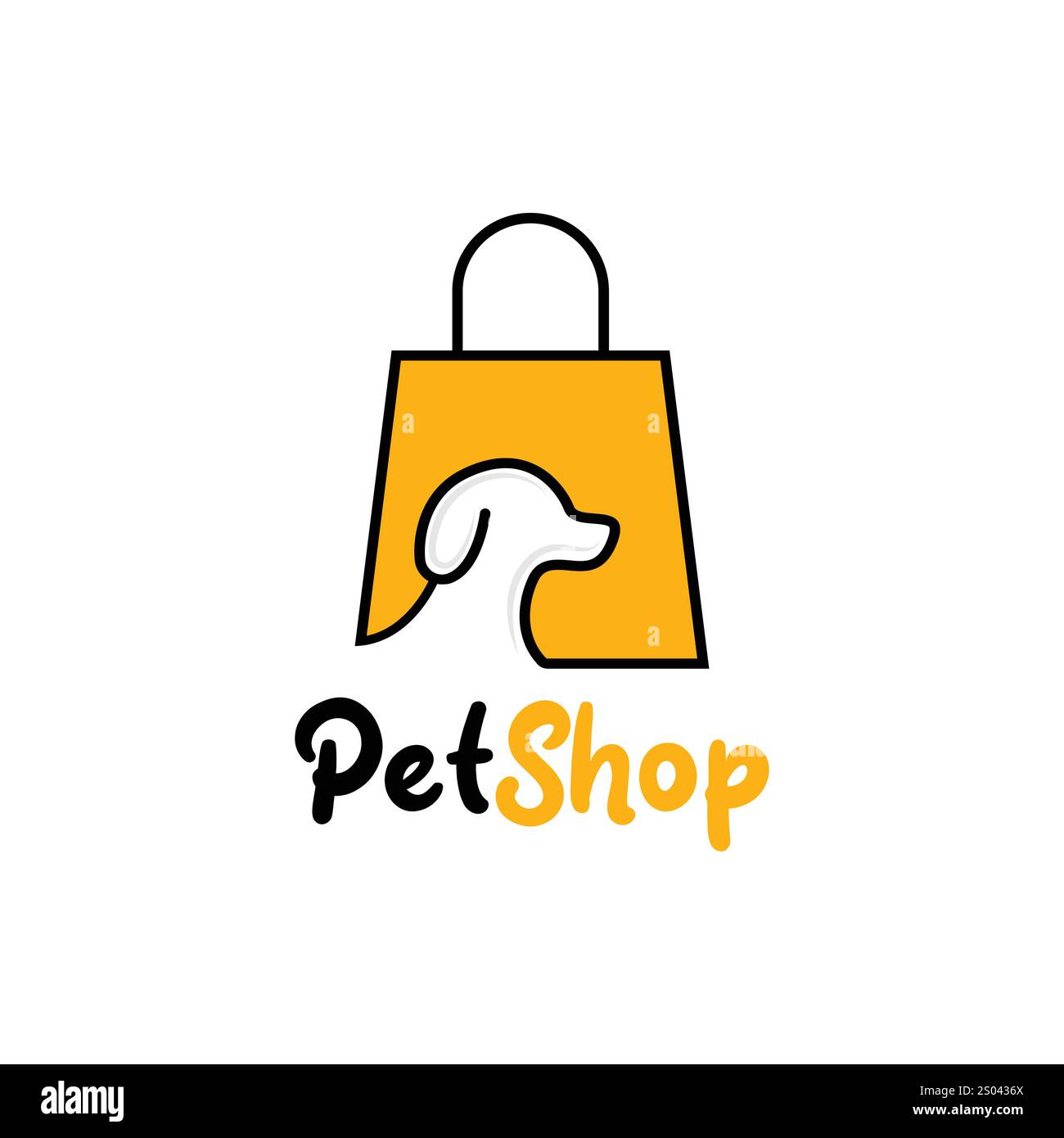 Pet shop vector logo design template, Shopping logo, symbol on shopping bag for online store, pet logo design suitable for pet shop. Stock Vector
