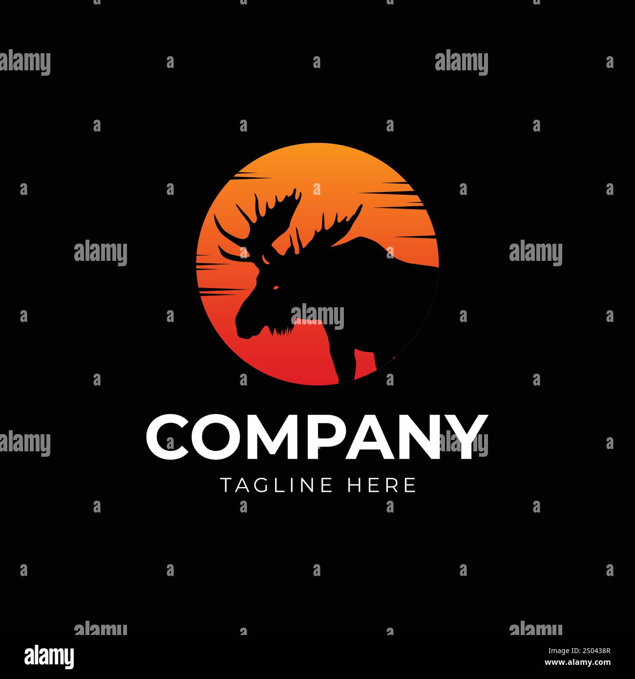 moose deer with sunset logo template vector icon illustration Stock Vector