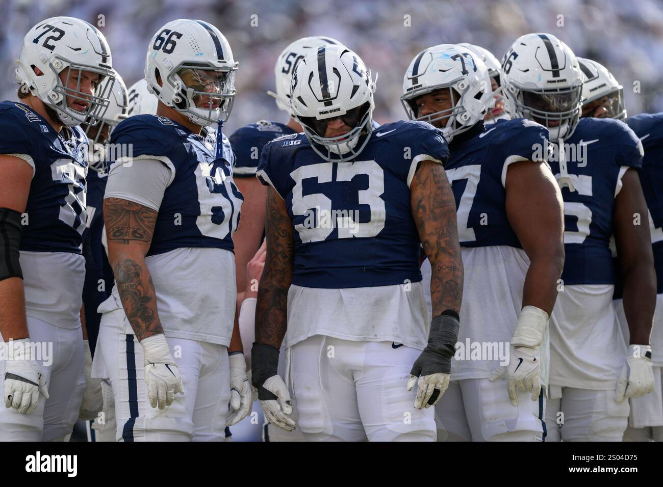 December 21, 2024 Penn State Nittany Lions offensive line huddles