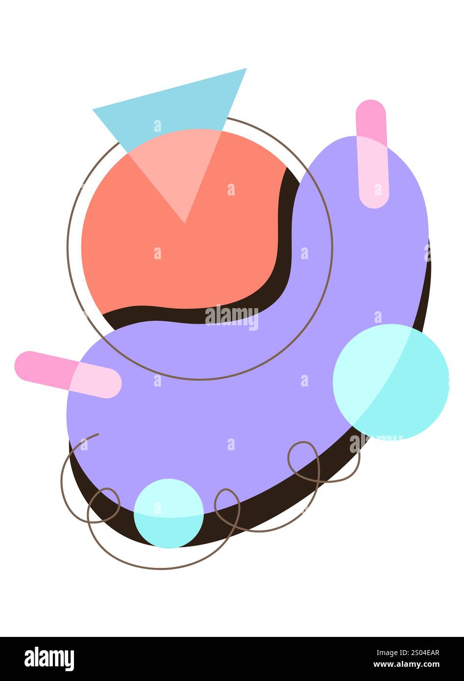 Groovy cartoon composition. Red, orange and violet shapes. Abstract ...