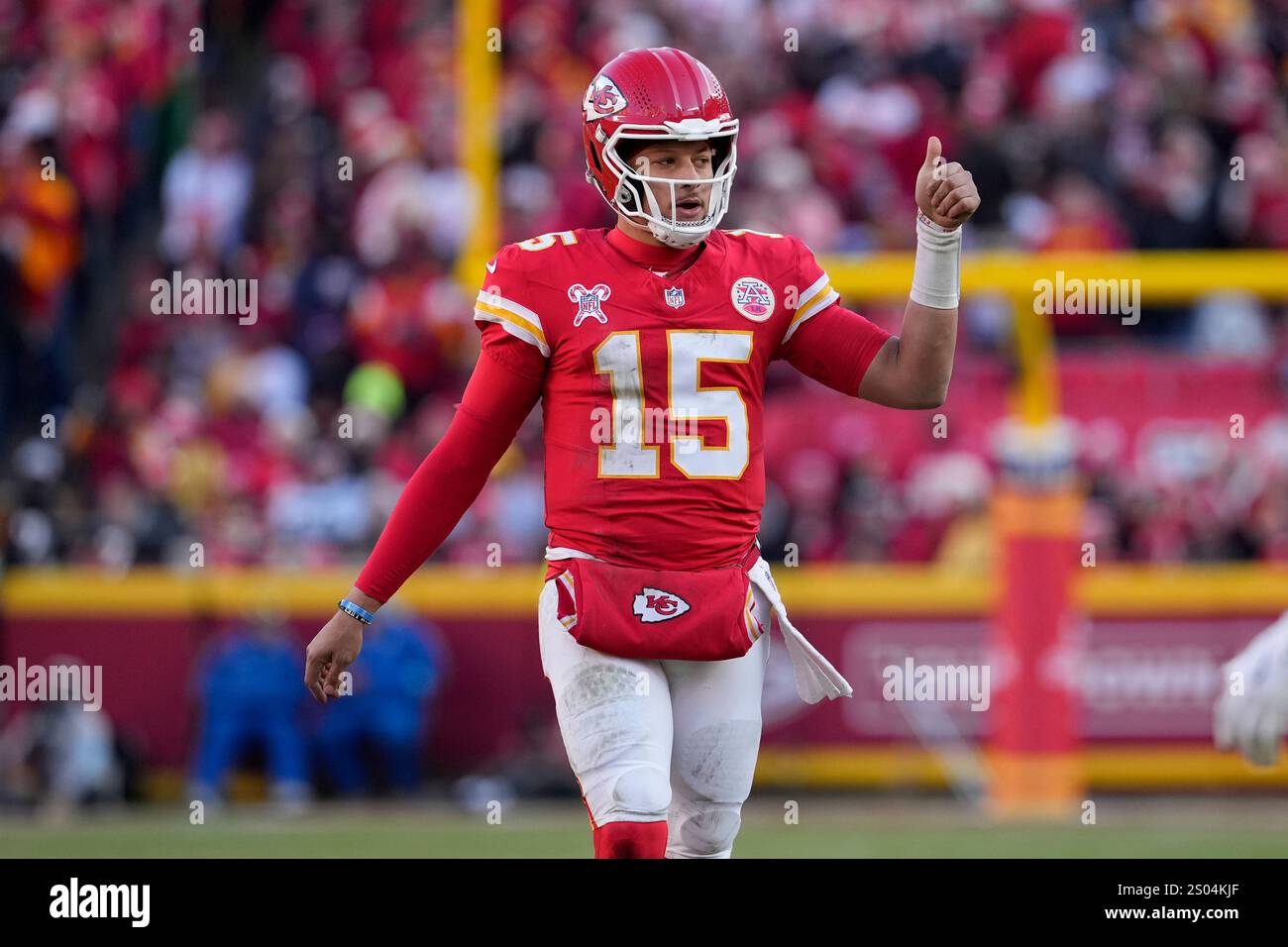 Kansas City Chiefs quarterback Patrick Mahomes is seen during an NFL