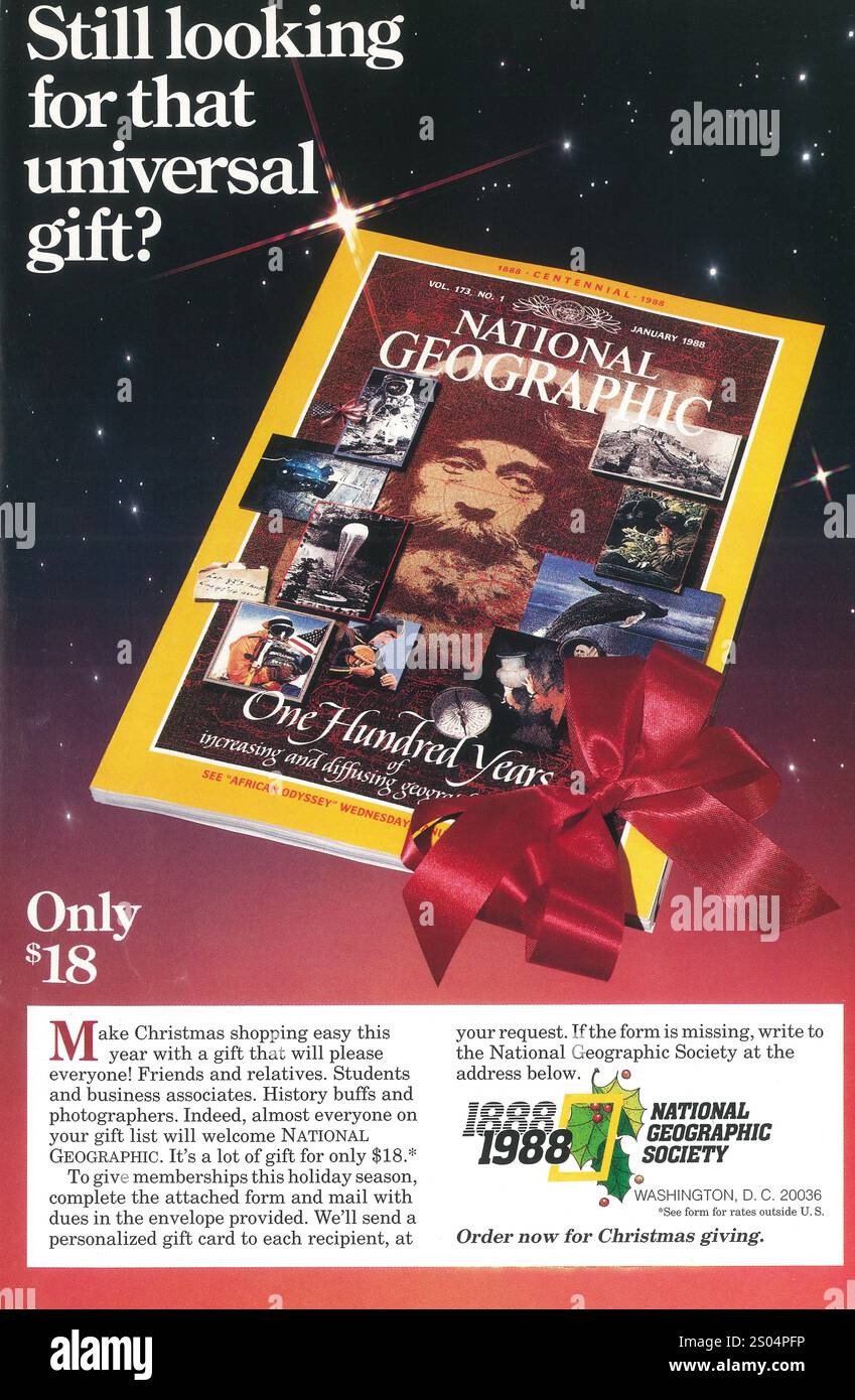 1988 National Geographic Society publicity promo Stock Photo