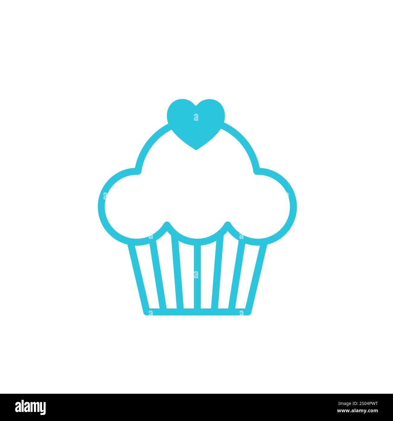 Cupcake icon. Isolated on white background. Blue icon set. Stock Vector