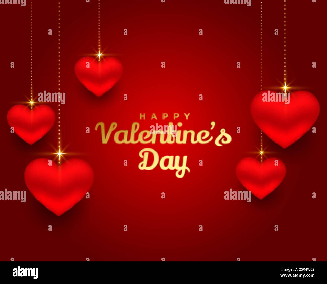 happy valentines day 3d hearts banner design Stock Vector Image & Art ...