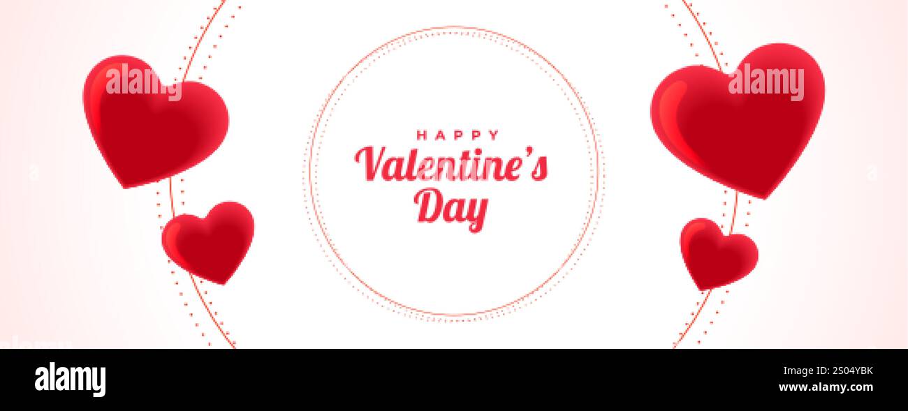 happy valentines day lovely hearts banner design Stock Vector Image ...