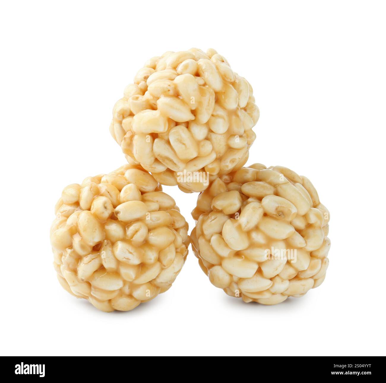 Delicious puffed rice balls isolated on white Stock Photo - Alamy