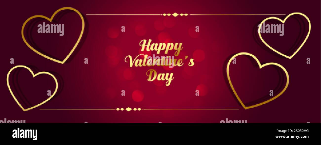 premium golden valentines day banner design Stock Vector Image & Art ...