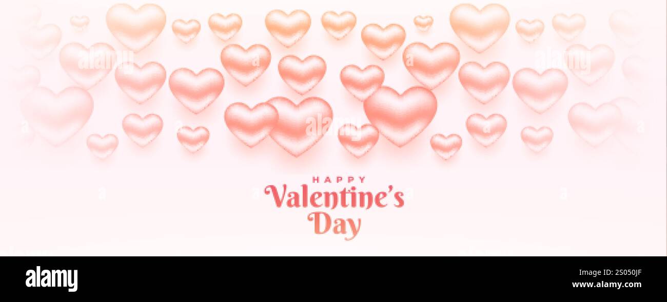 happy valentines day 3d hearts banner design Stock Vector Image & Art ...
