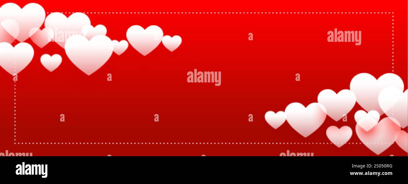 valentines day celebration hearts banner design Stock Vector Image ...