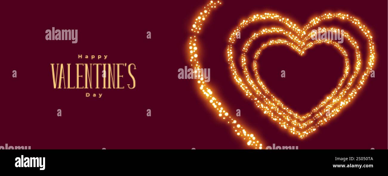 valentines day sparkling heart wide banner design Stock Vector Image ...