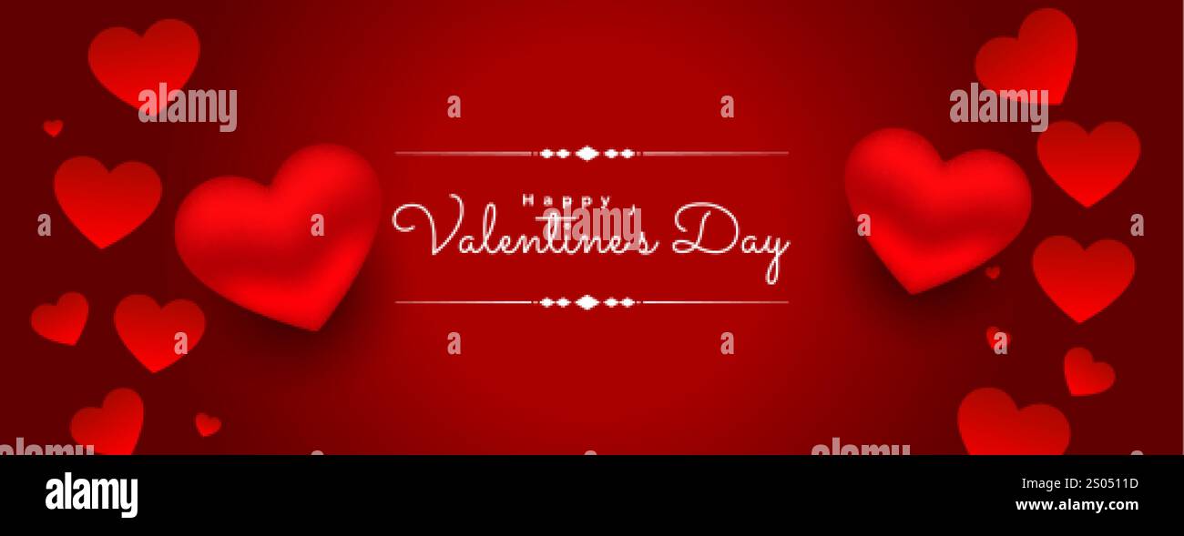3d valentines day red hearts background design Stock Vector Image & Art ...