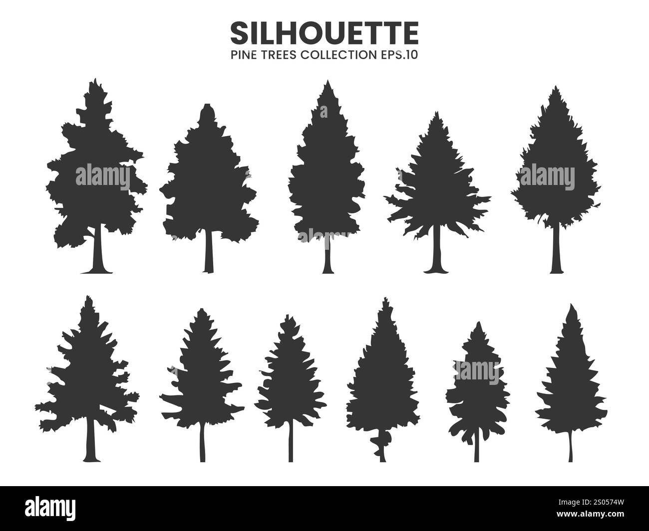 Pine Tree Silhouette Collection – Vector illustration Stock Vector ...