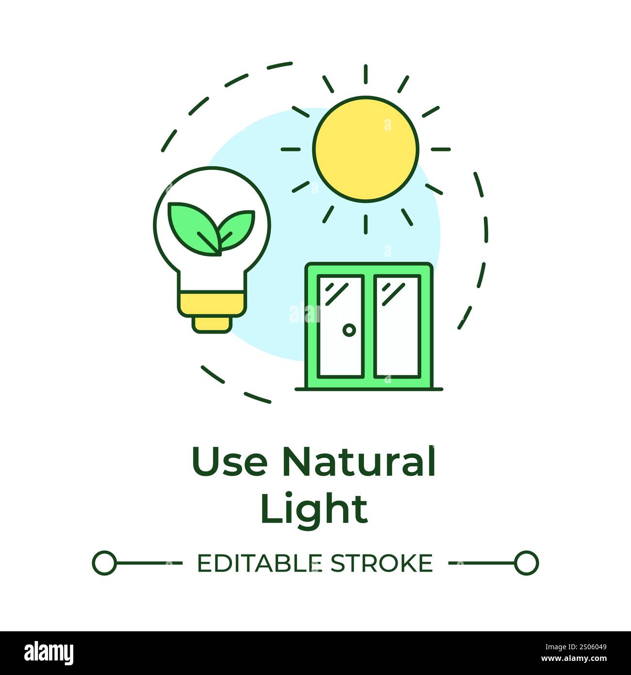 Using natural light multi color concept icon Stock Vector