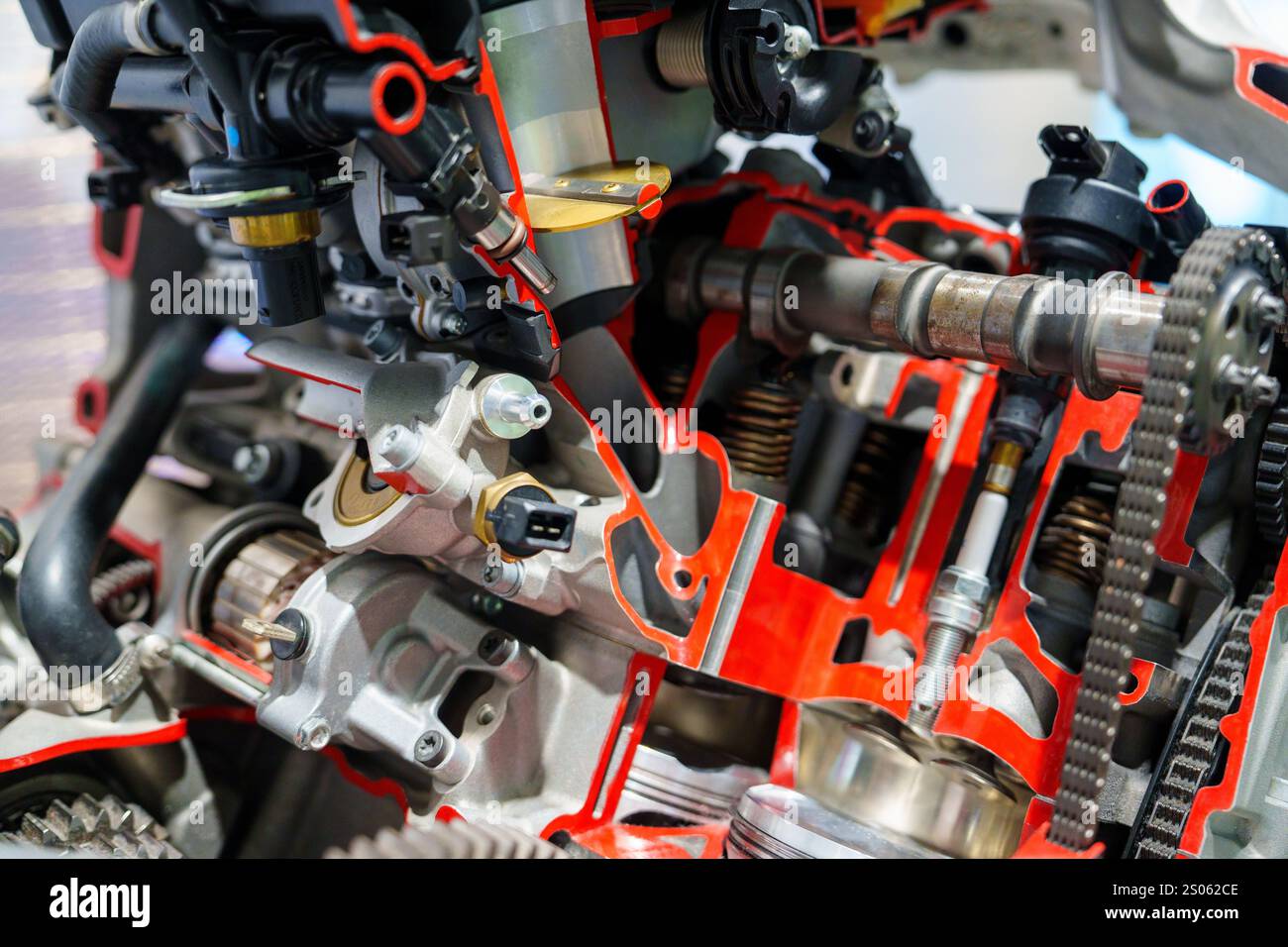 Germany Engine Munich, Germany, 16.07.2024 - A detailed view of a motorcycle engine ...