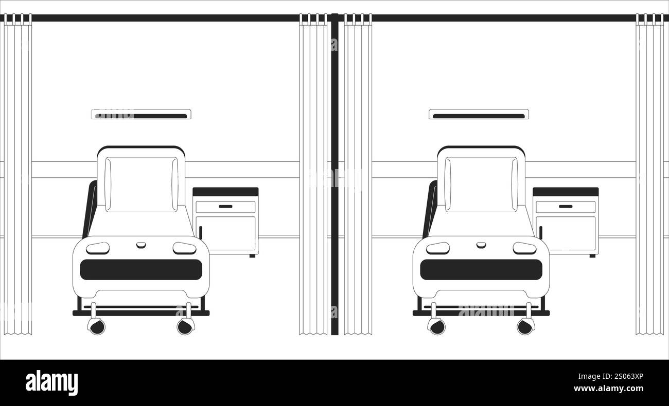 Emergency room with hospital beds black