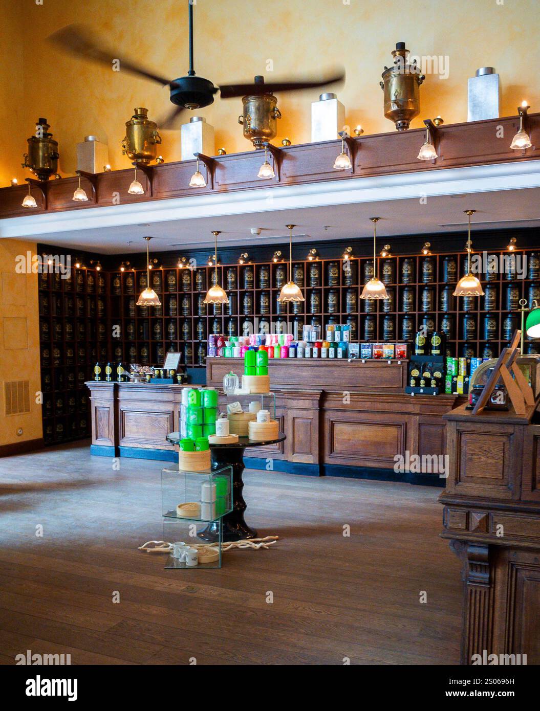 Paris, France, Traditional Interior Design, Business, inside, in Shopping Center Mall, Louvre Carrousel, Shops, Boutiques, « Mariage Freres » Teas Stock Photo