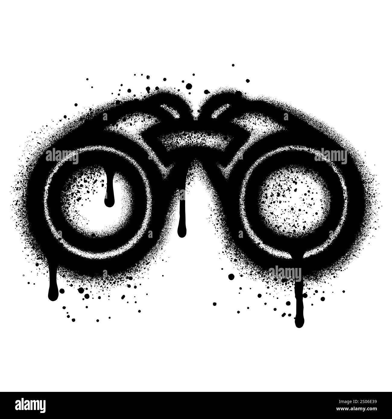 binoculars graffiti with black spray paint. vector illustration. Stock Vector