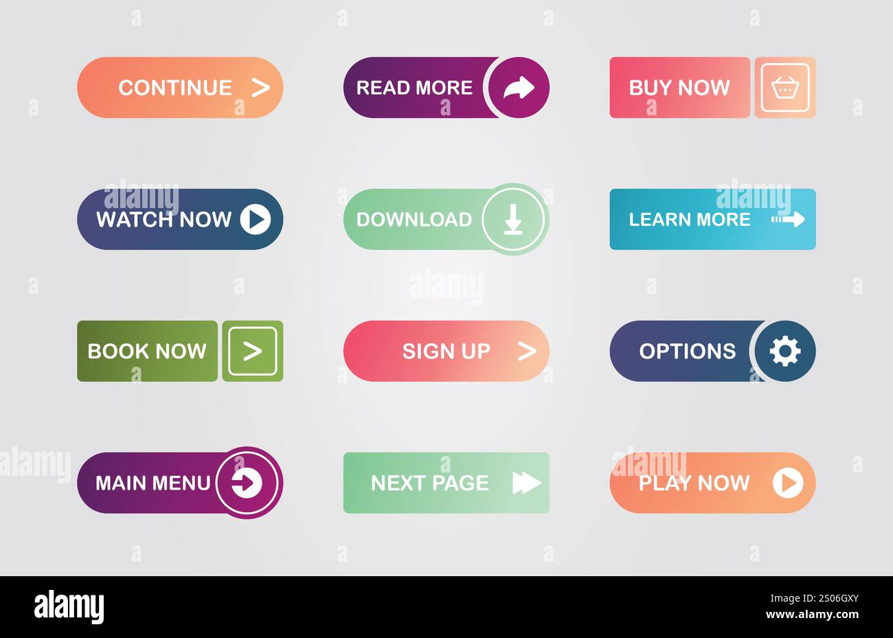 Big set of button for website design on grey background. Web icons ...