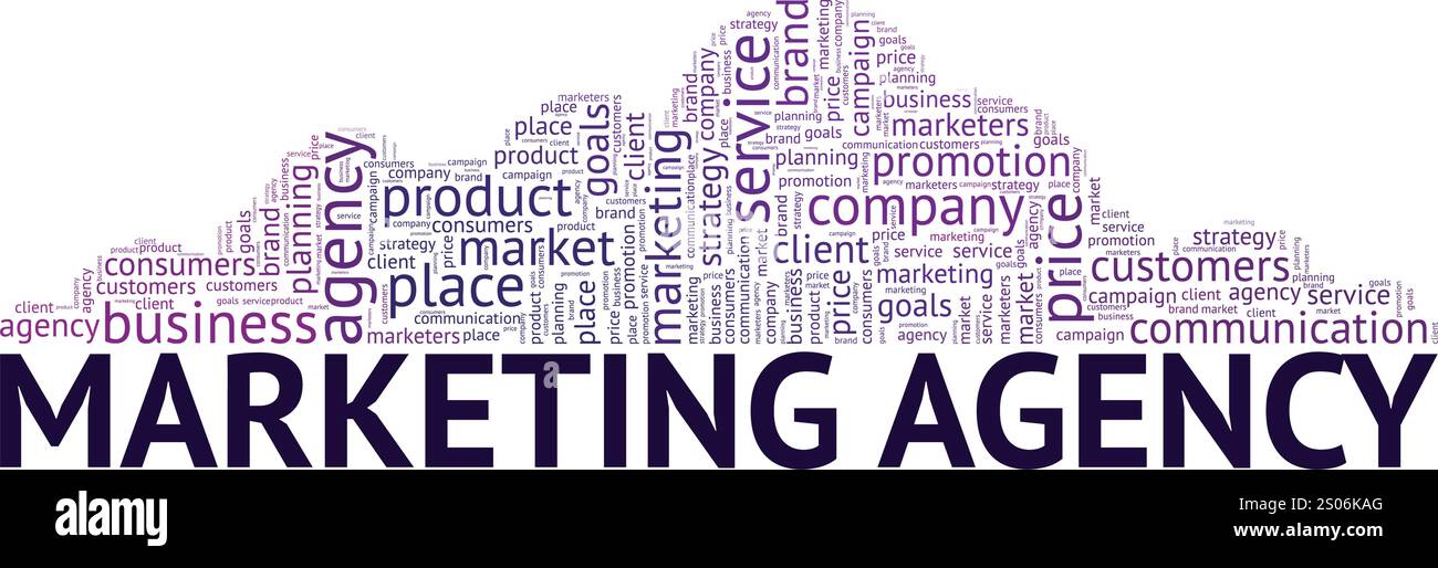 Marketing Agency word cloud conceptual design isolated on white ...