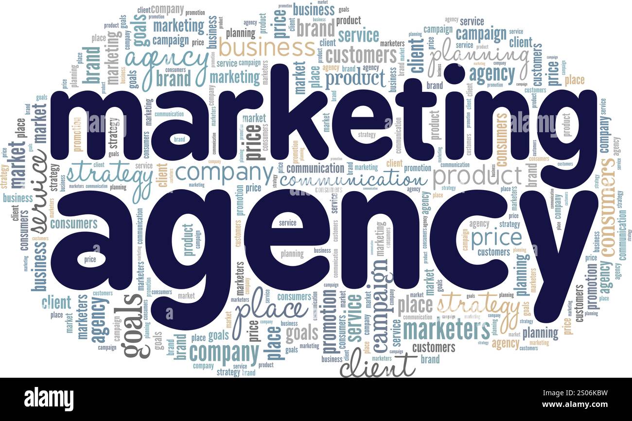 Marketing Agency word cloud conceptual design isolated on white ...