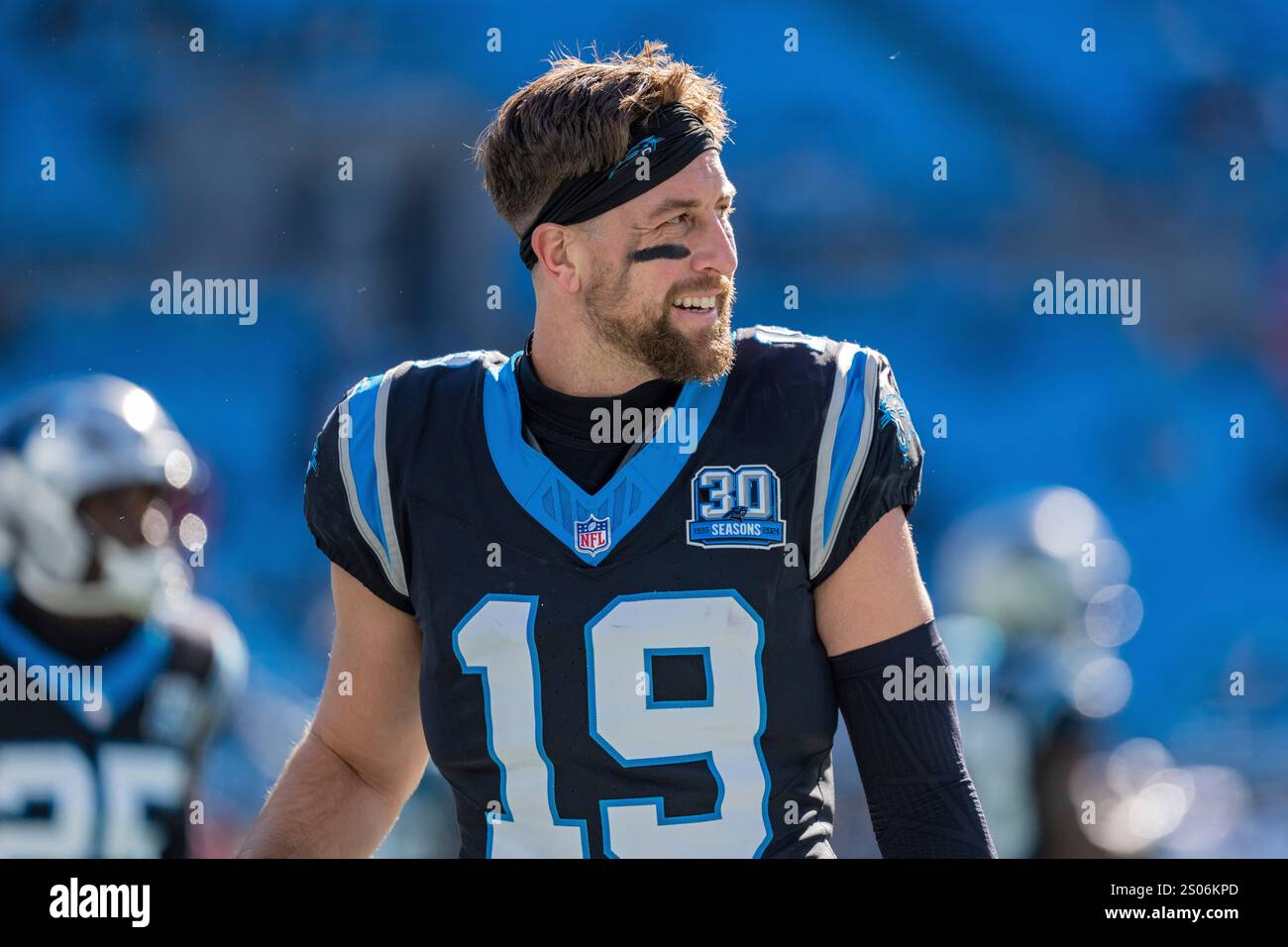 Carolina Panthers wide receiver Adam Thielen (19) warms up before an