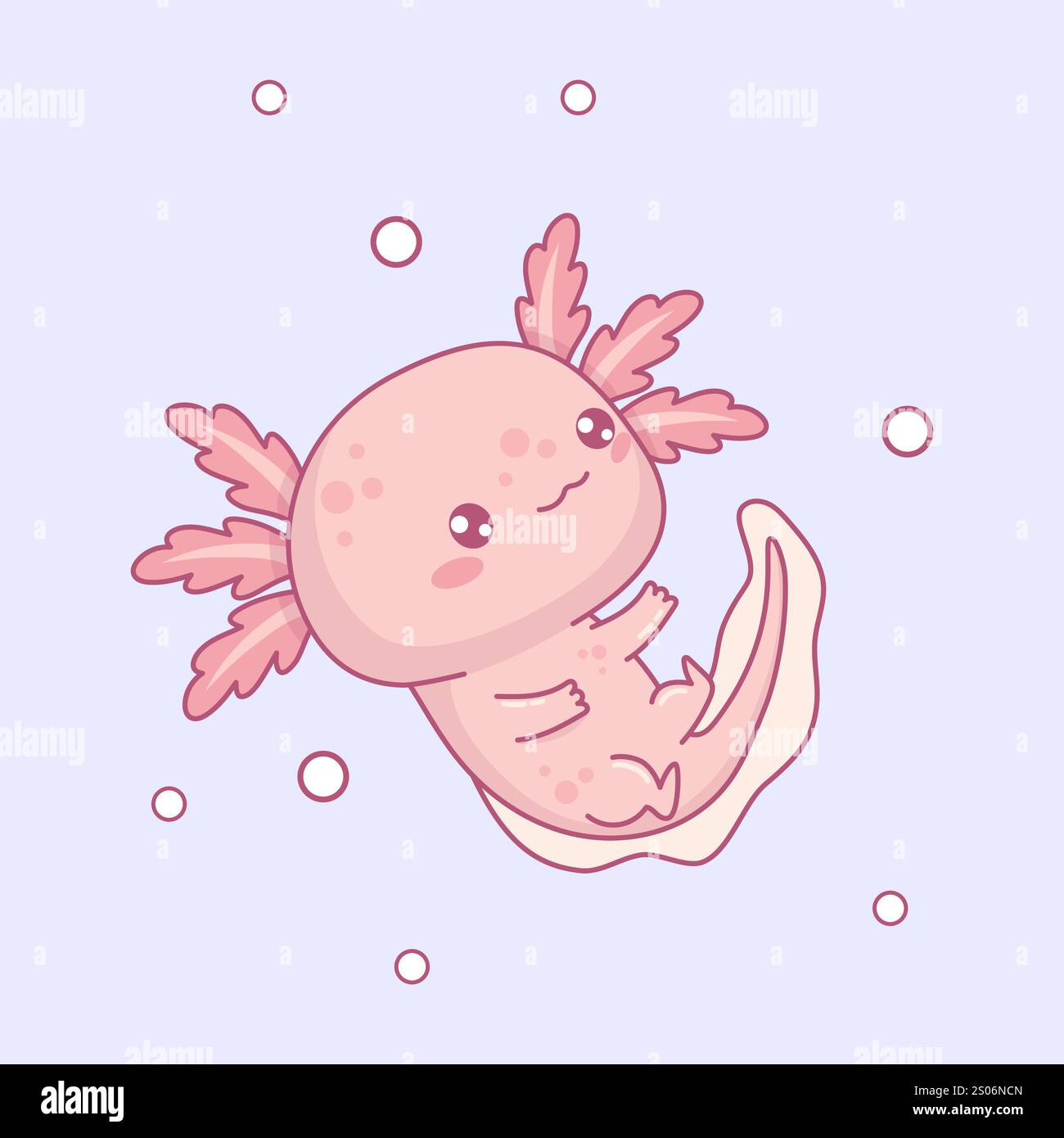 Cute Pink Axolotl Little Cartoon Kawaii Character Mascot Vector Cute Pink Axolotl Little Cartoon Kawaii Character Mascot Vector