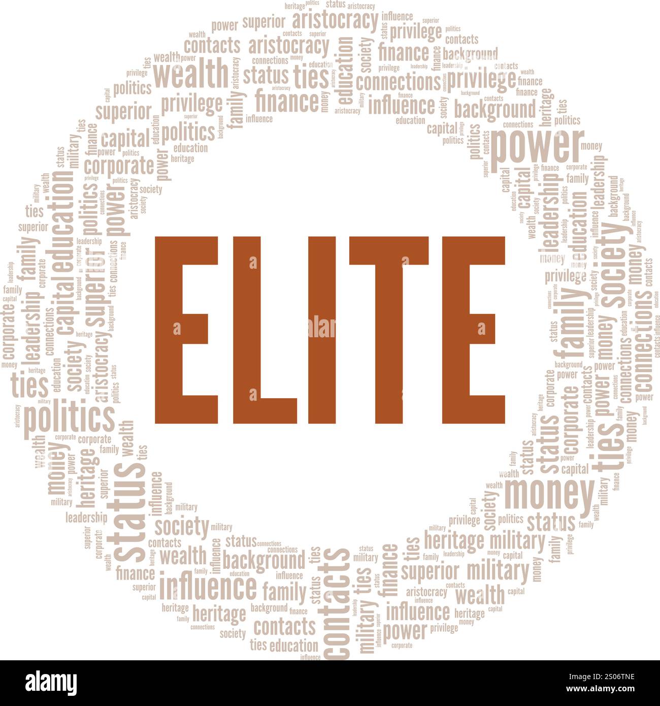 Elite word cloud conceptual design isolated on white background. Stock Vector