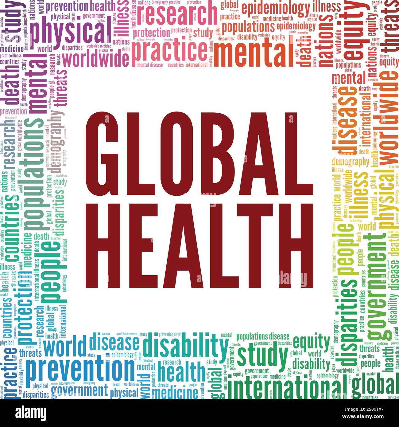 Global Health word cloud conceptual design isolated on white background. Stock Vector