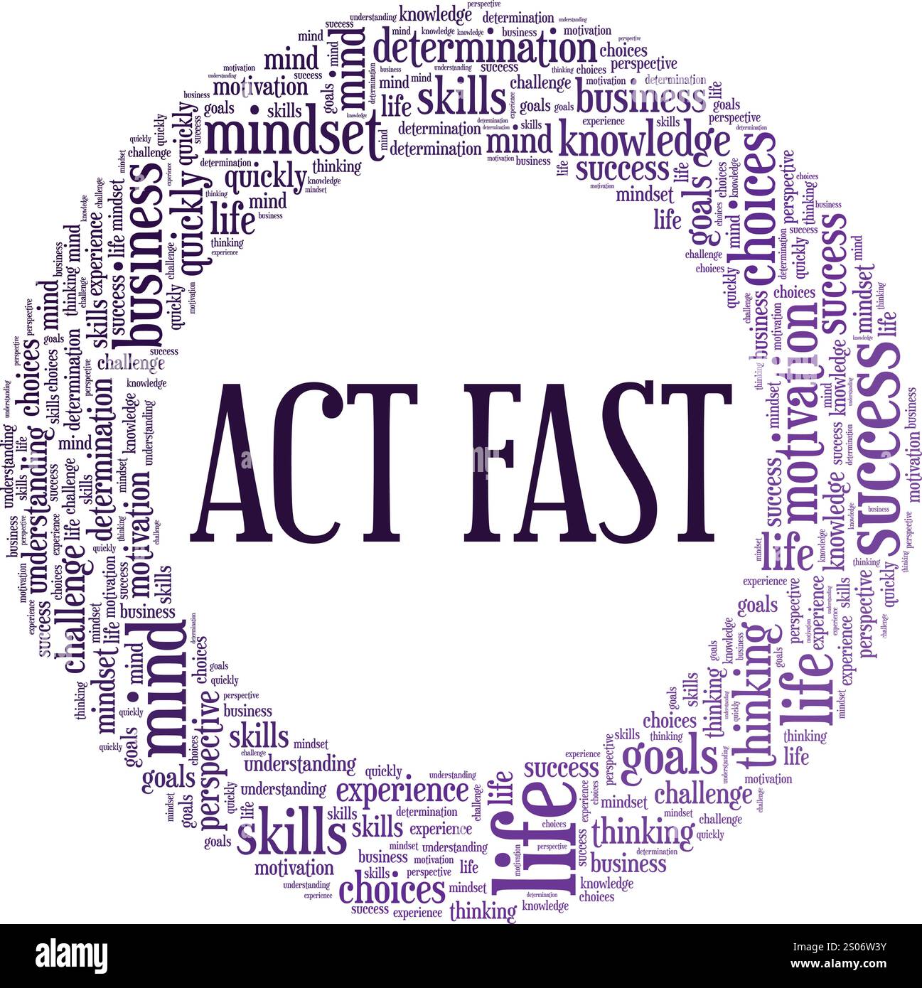 Act Fast word cloud conceptual design isolated on white background. Stock Vector