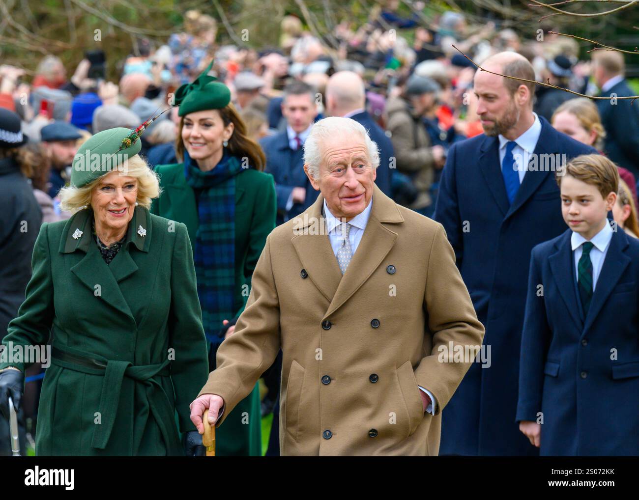 Sandringham, Norfolk UK. 25 Dec 2024. Their Majesties King Charles and