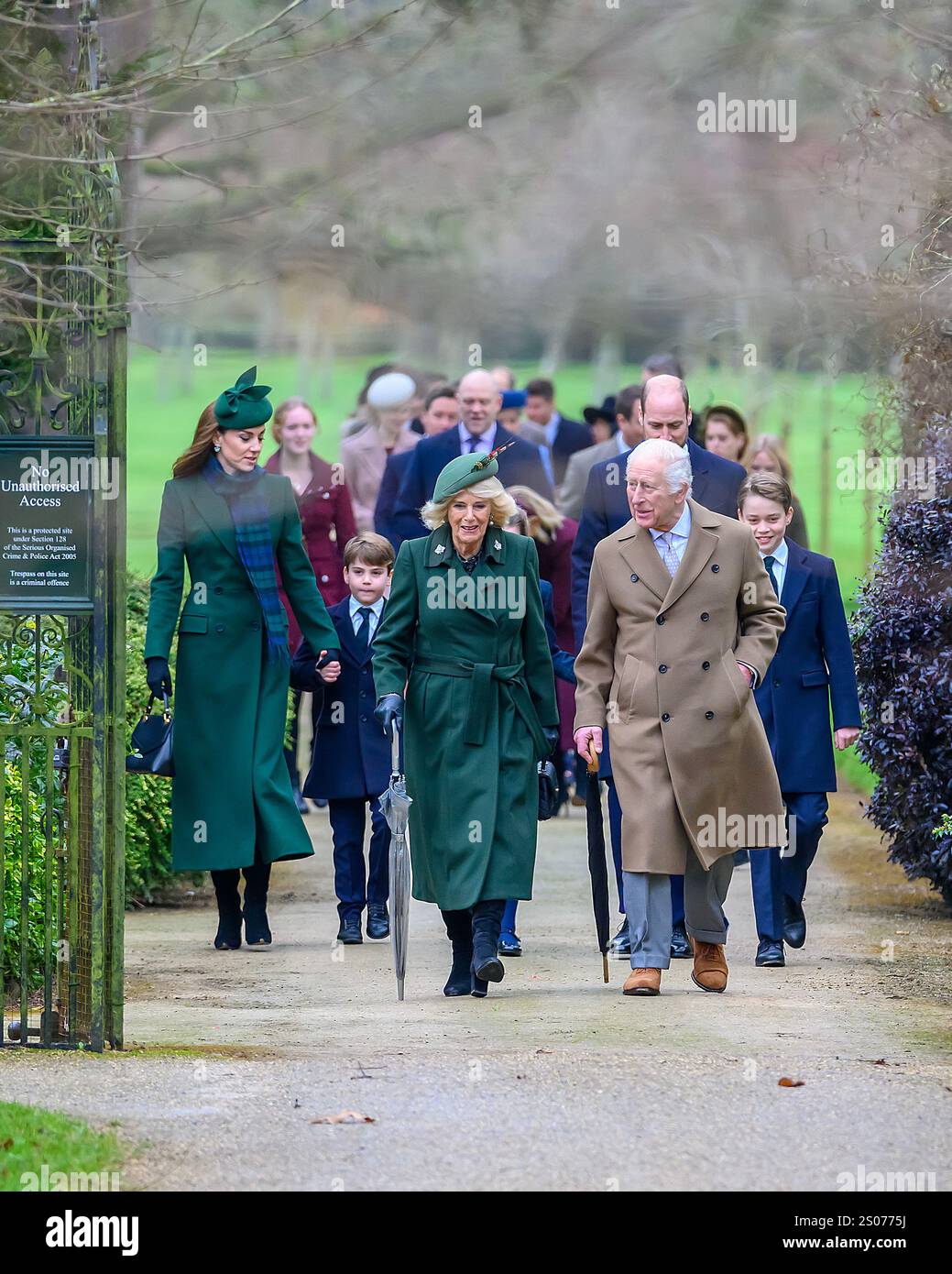 Sandringham, Norfolk UK. 25 Dec 2024. Their Royal Highnesses King