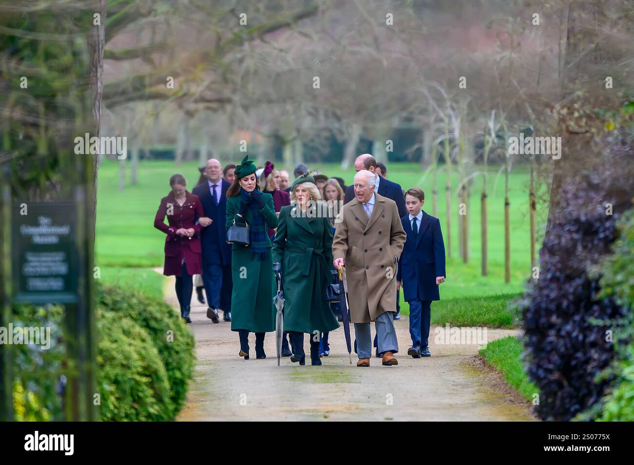 Sandringham, Norfolk UK. 25 Dec 2024. Their Royal Highnesses King