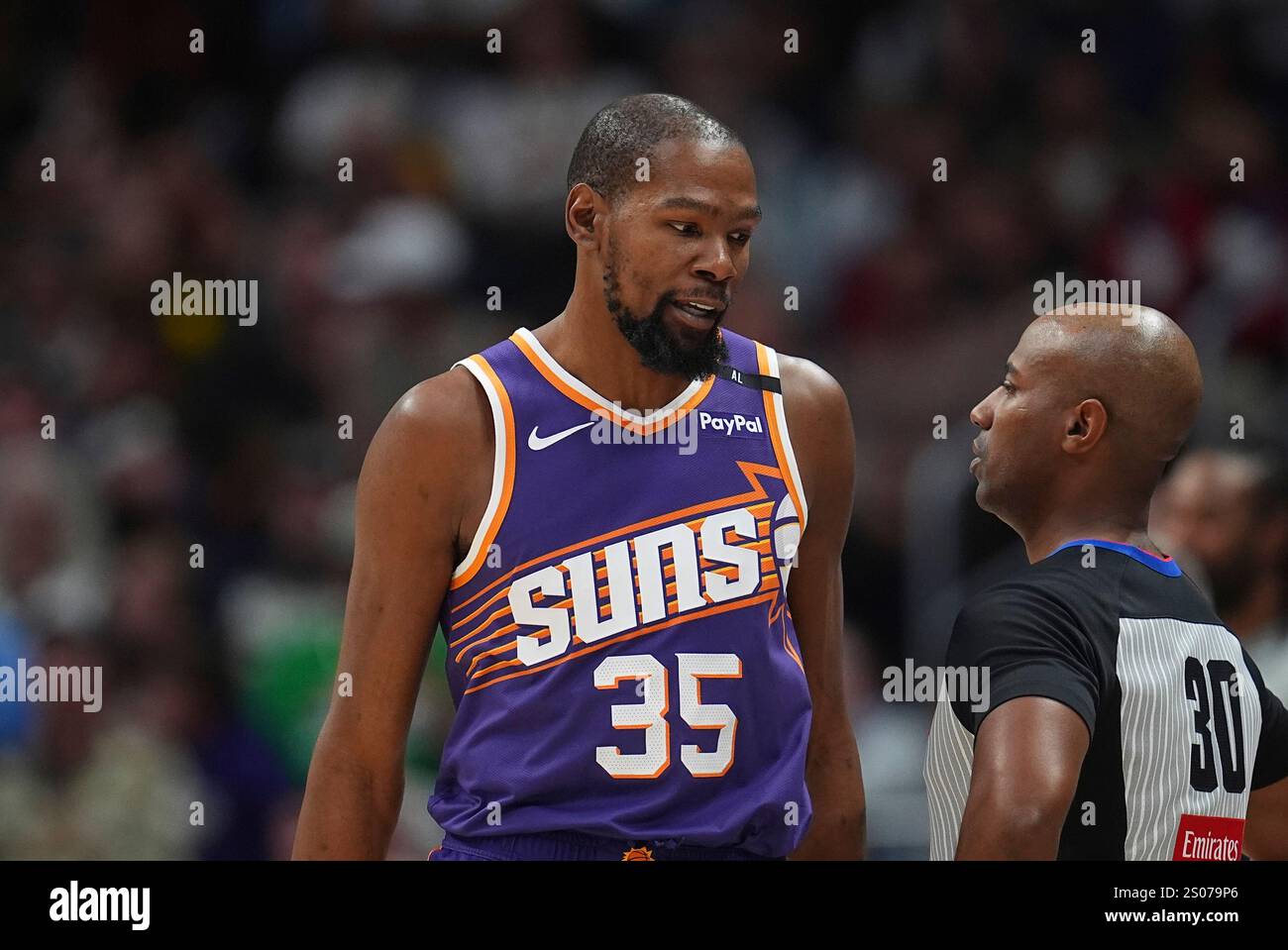 Phoenix Suns Forward Kevin Durant Confers With Referee John Butler In The Second Half