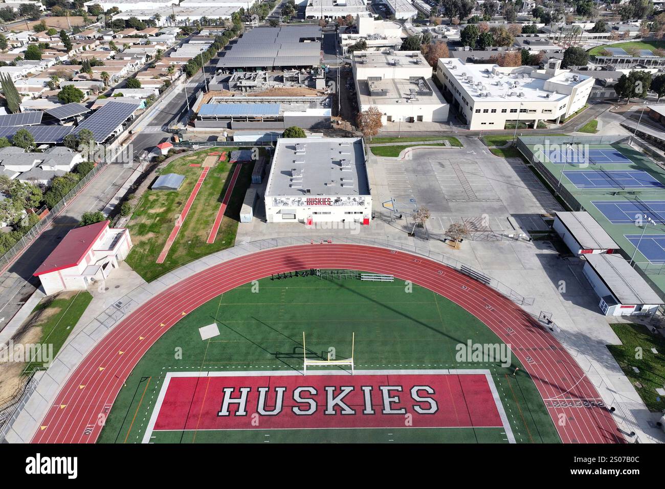 A general overall aerial view of Corona Centennial High School track