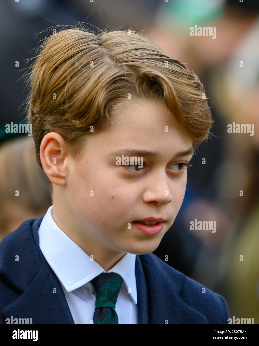 Sandringham, Norfolk UK. 25 Dec 2024. Prince greets wellwishers