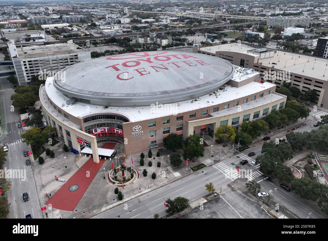 A general overall aerial view of the Toyota Center, Monday, Dec. 23 ...