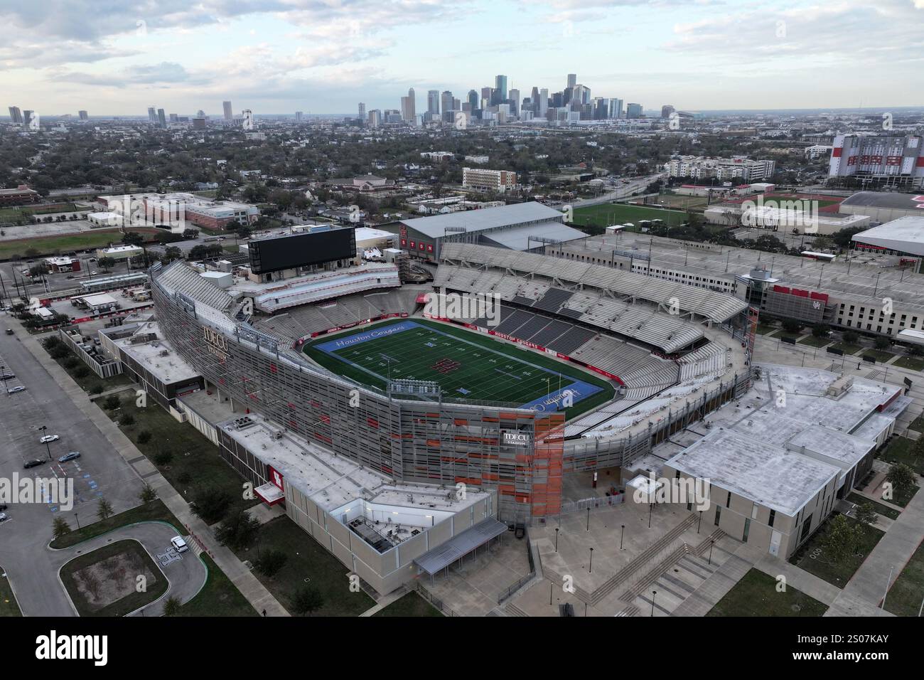 A general overall aerial view of TDECU Stadium at the University of