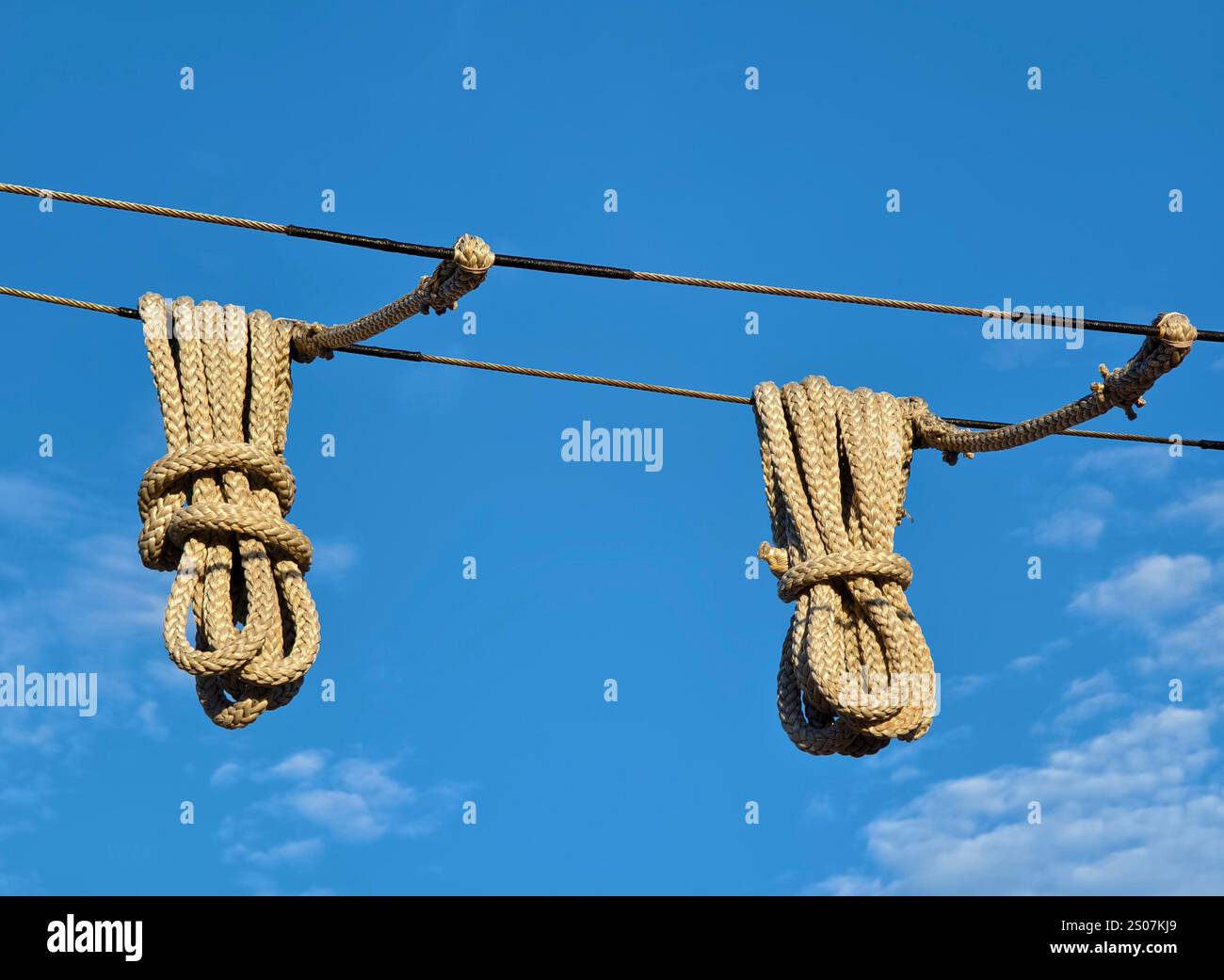 Ropes stretched across the masts of an old ship Stock Photo - Alamy