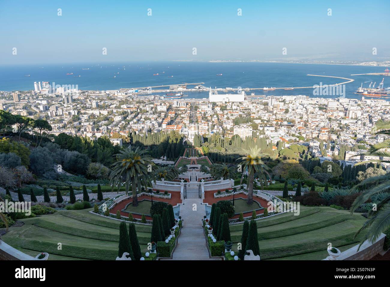 View of the city of Haifa and Haifa bay from Carmel under the winter