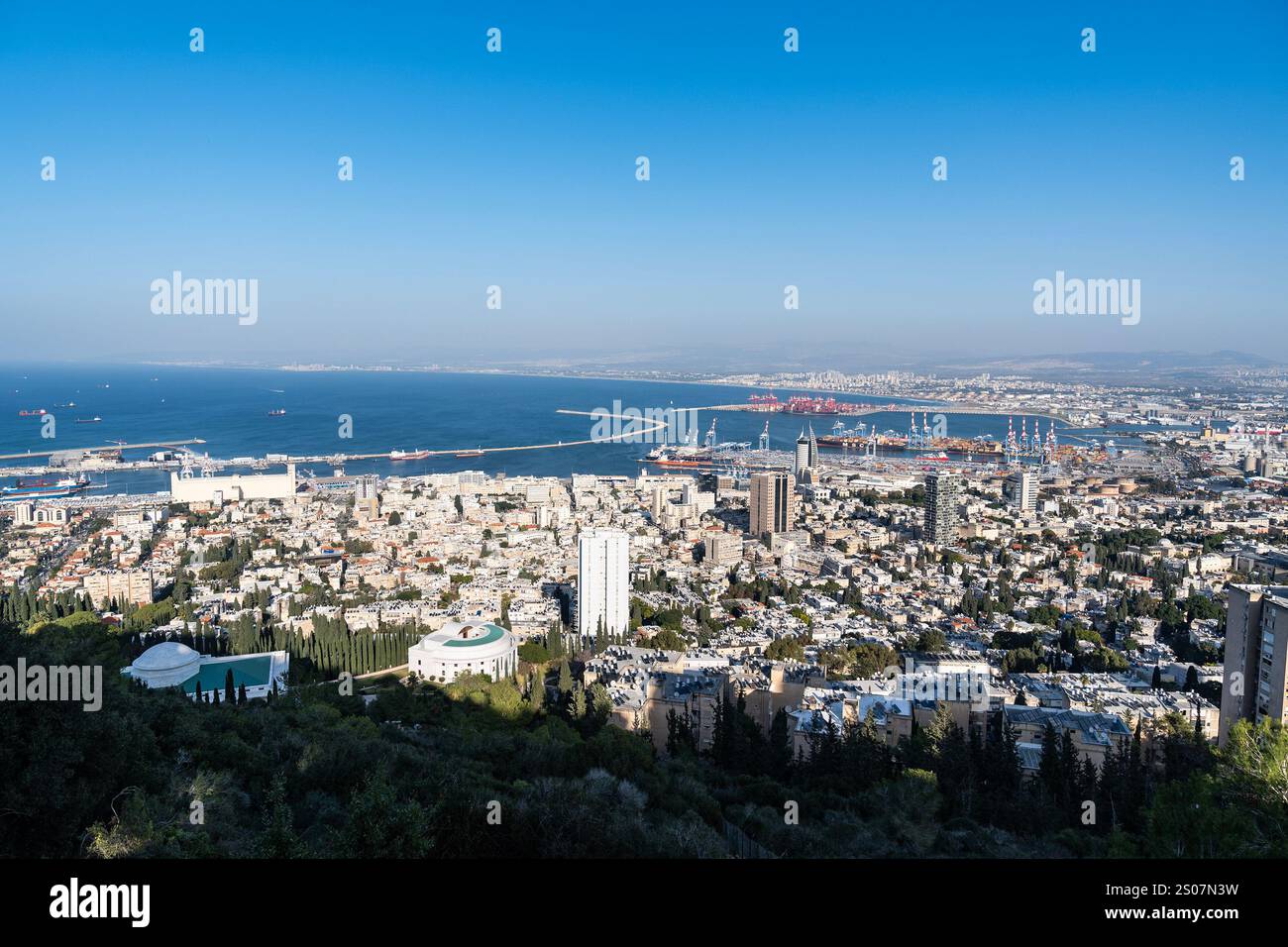 View of the city of Haifa and Haifa bay from Carmel under the winter