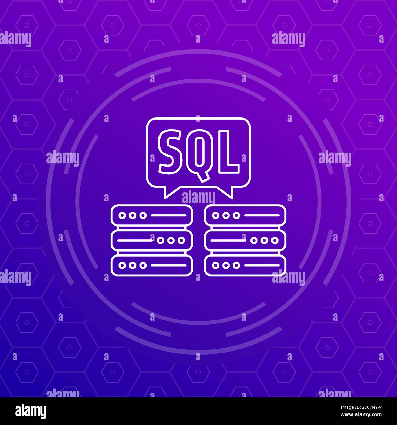 SQL servers icon, vector line design Stock Vector