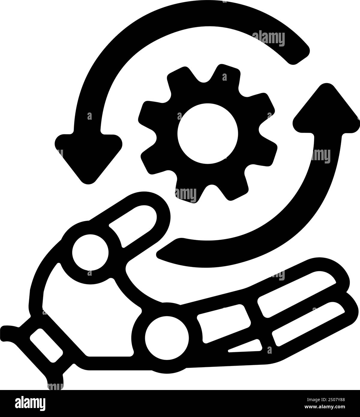 Robot hand and gear vector icon illustration Stock Vector