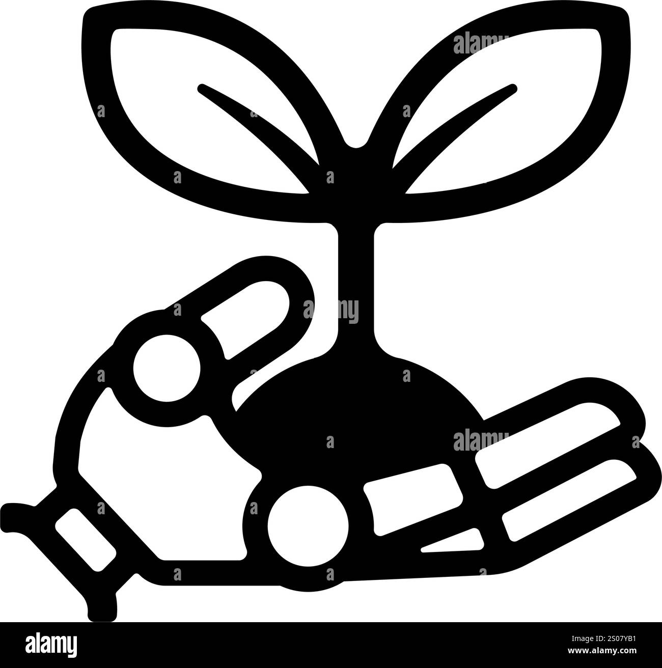 Robot hand and sprout vector icon illustration Stock Vector