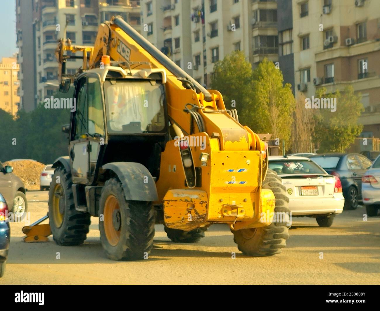 Cairo, Egypt, December 5 2024: A front end loader fork truck moving to ...