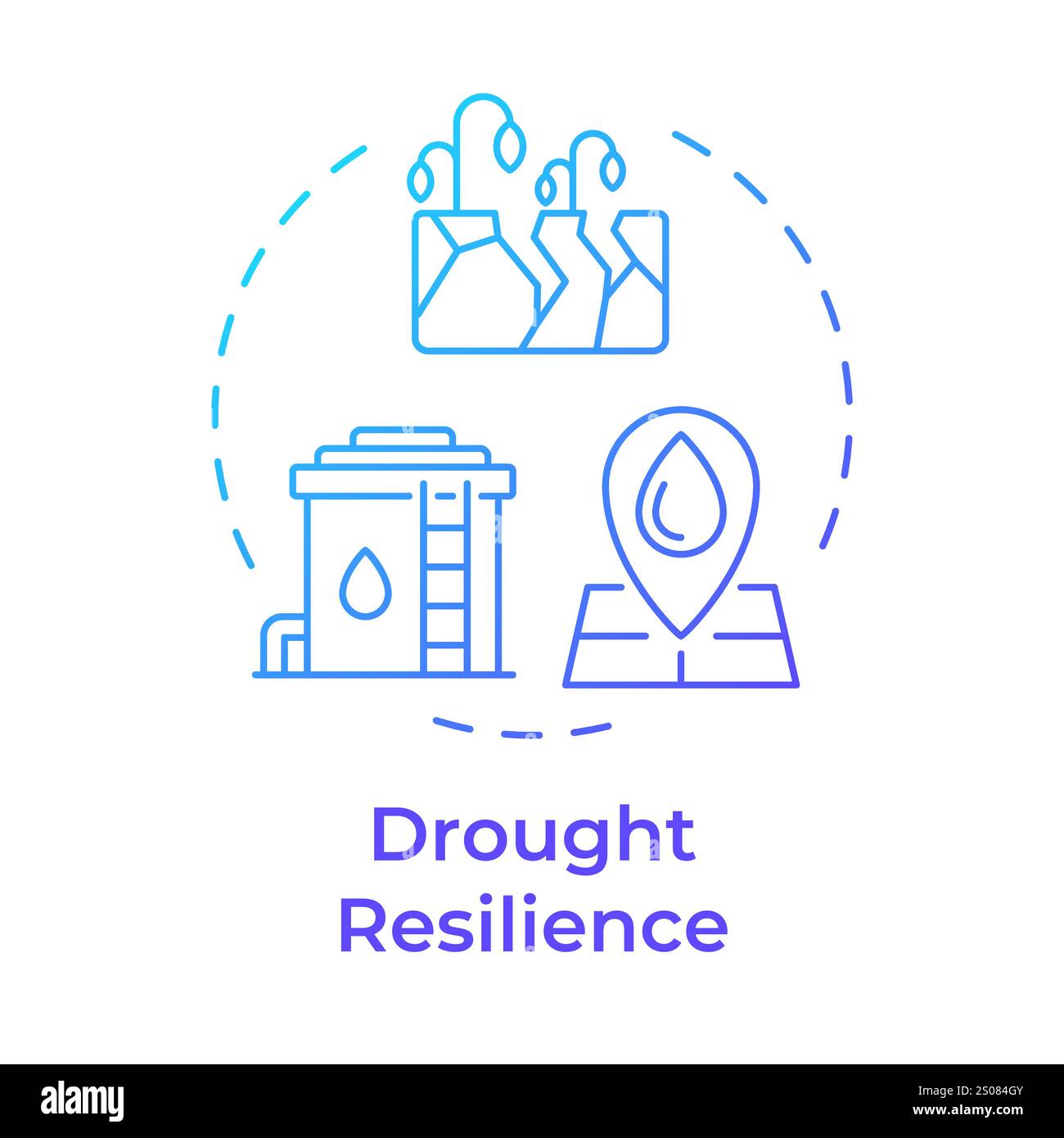 Drought resilience blue gradient concept icon Stock Vector