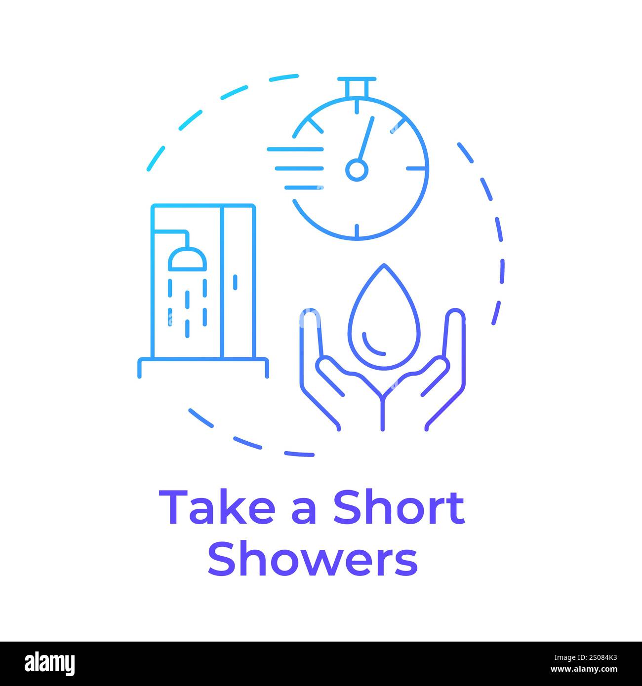 Take short showers blue gradient concept icon Stock Vector